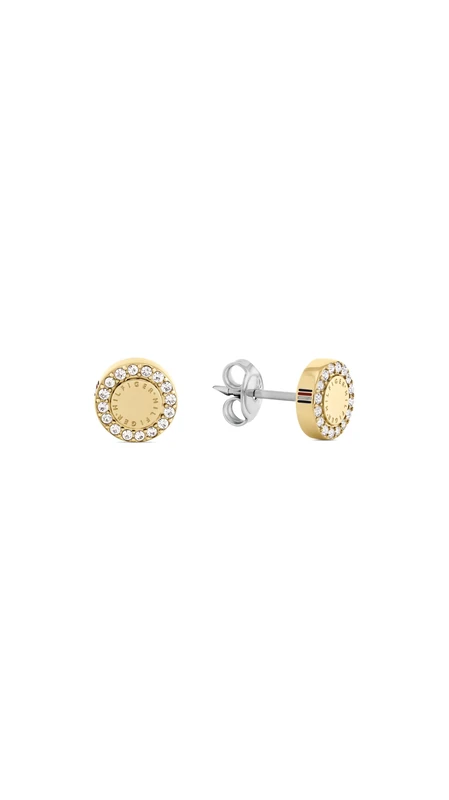 Tommy Hilfiger Jewelry Women's Stud Earrings in Yellow Gold Embellished with Crystals - 2780908