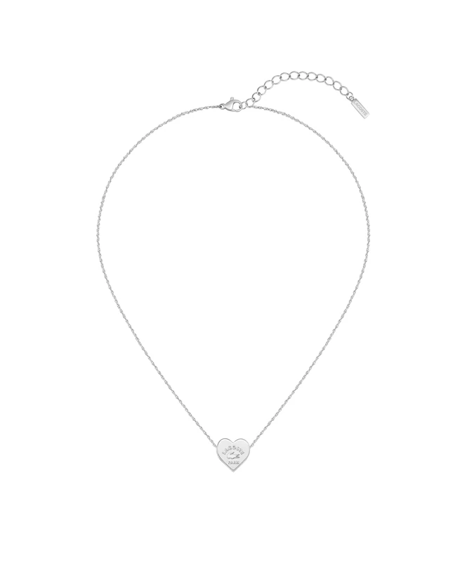 Lacoste Women's LOVE MY CROC Collection Chain Necklace in Stainless Steel with a Heart Pendant - 2040394