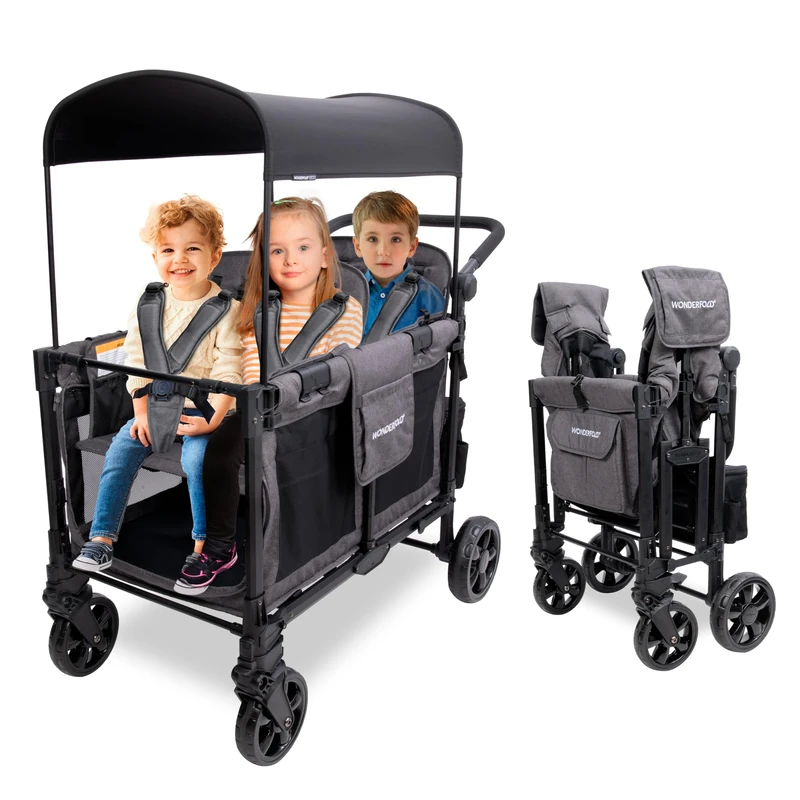 WONDERFOLD W4 Elite Pro 4 Seater Stroller Wagon - Charcoal Gray