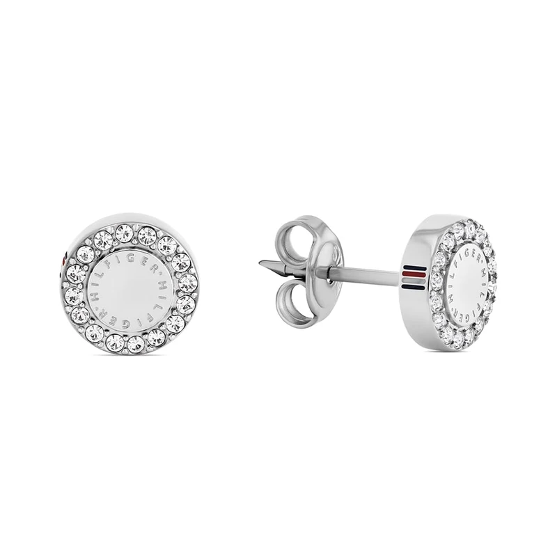 Tommy Hilfiger Jewelry Women's Stud Earrings in Stainless Steel Embellished with Crystals - 2780907