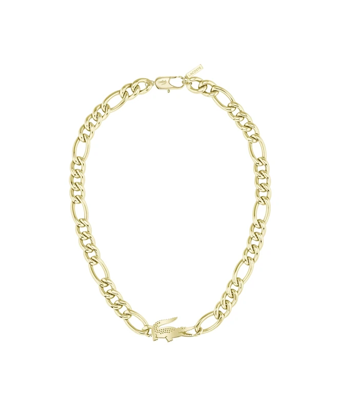 Lacoste For Men and Women CROCODILE Collection Chain Necklace in Yellow Gold with a Crocodile-Shaped Charm - 2040372