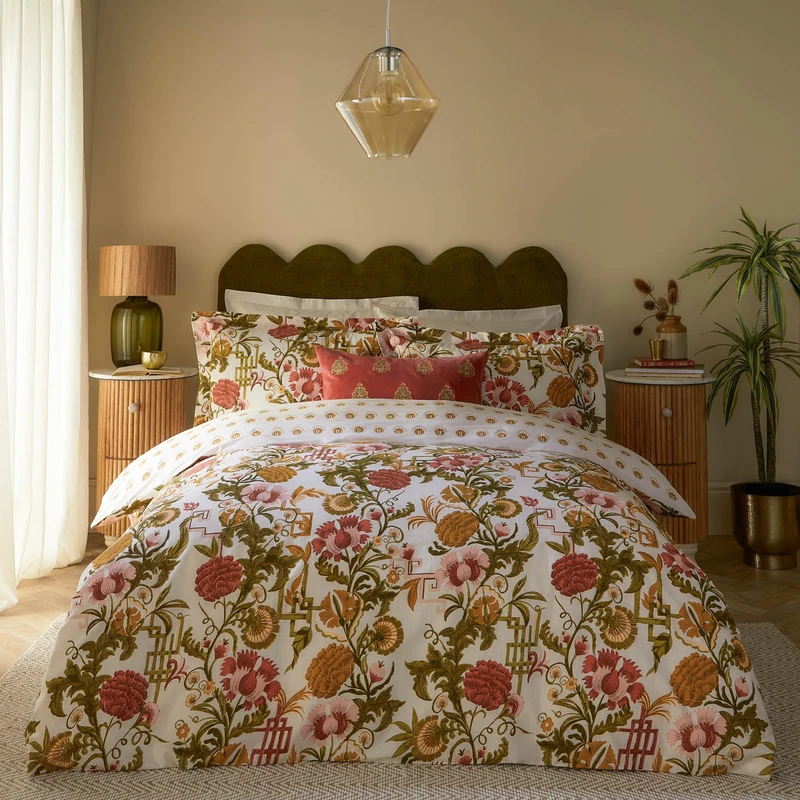 Seventy Three Ishana Floral Cotton Rich Duvet Cover Set, Russet - Image 1