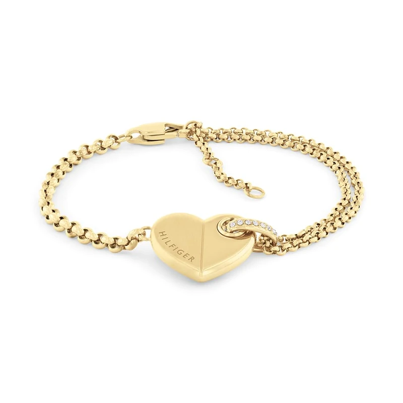 Tommy Hilfiger Jewelry Women's Chain Bracelet in Yellow Gold with a Heart Charm - 2780929