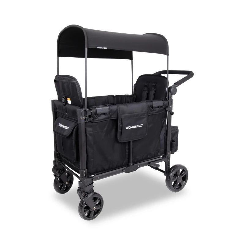 WONDERFOLD W2 Elite Pro 2-Seater Stroller Wagon - Jet Black