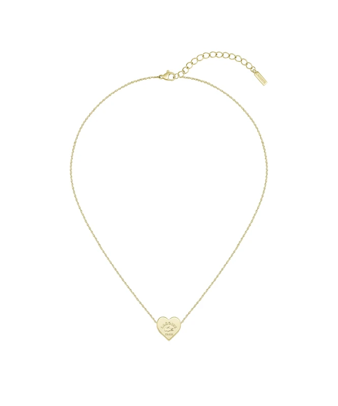 Lacoste Women's LOVE MY CROC Collection Chain Necklace in Yellow Gold with a Heart Pendant - 2040399