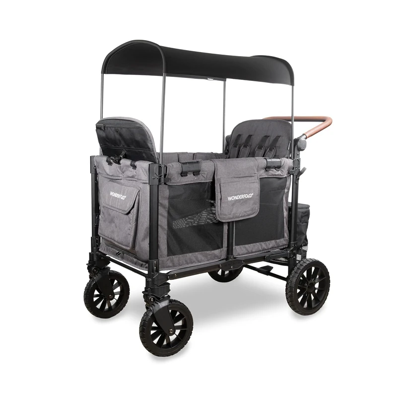 WONDERFOLD W4 Luxe Pro 4-Seater Stroller Wagon - Charcoal Gray