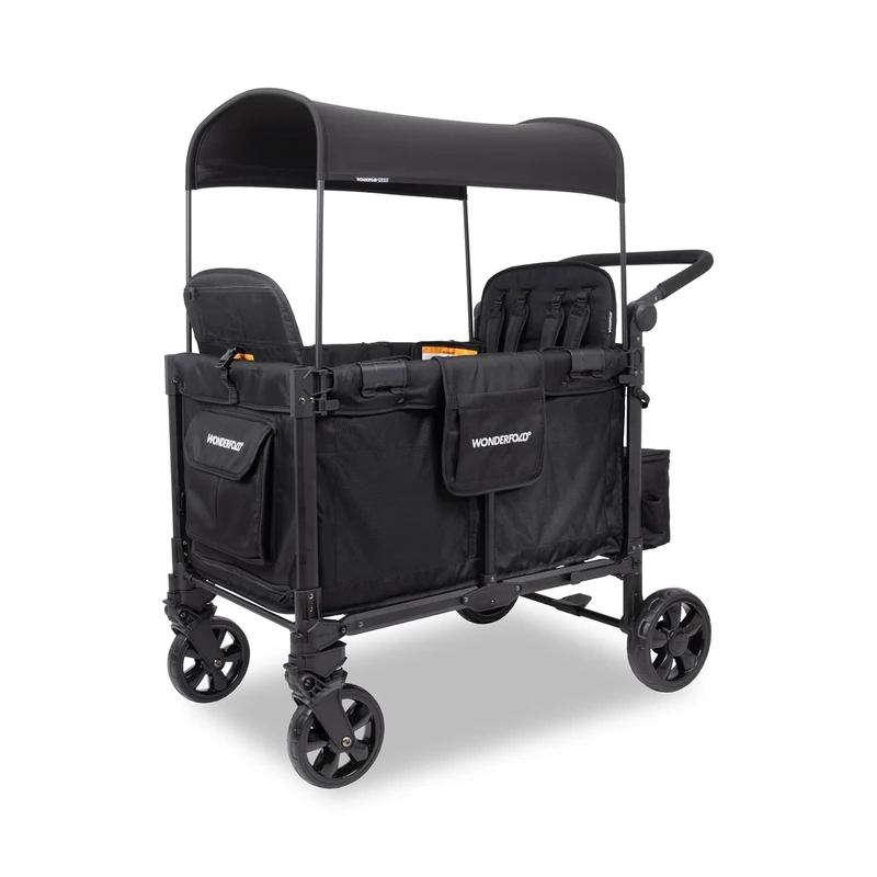 WONDERFOLD W4 Elite Pro 4 Seater Stroller Wagon - Jet Black