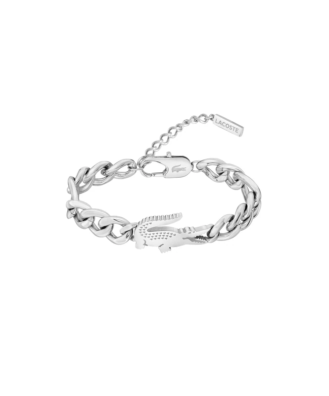 Lacoste For Men and Women CROCODILE Collection Chain Bracelet in Stainless Steel with a Crocodile-Shaped Charm - 2040373