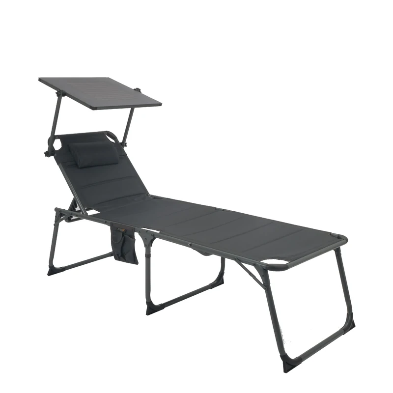 Technaxx Foldable Sun Bed with 20W Solar Sunshield TX-275 - Adjustable Backrest, 120kg Load Capacity, IP54, USB-A & USB-C Ports, with Storage Bags - Outdoor Camping & Garden Reclining Sun Lounger