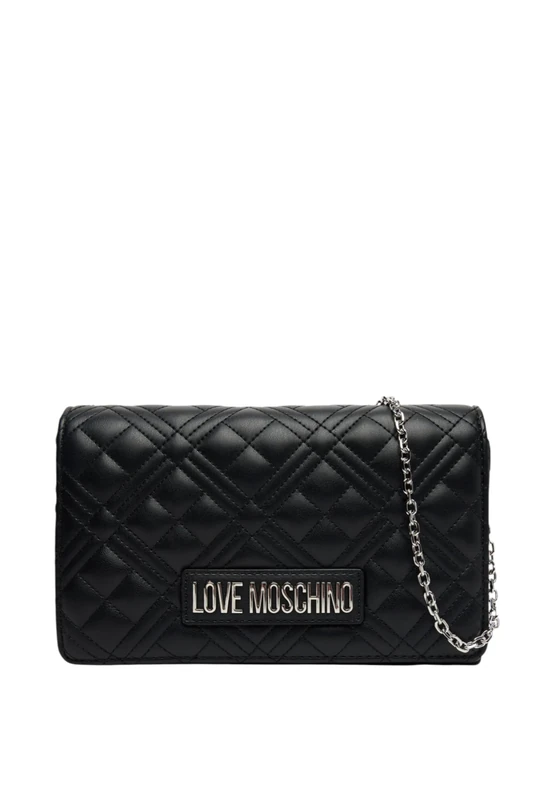 Love Moschino Quilled PU Bag Black + Galv.Nickel