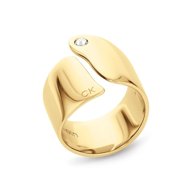 Calvin Klein Women's CK CHERISHED Collection Ring in Yellow Gold Embellished with a Crystal - 35000663C