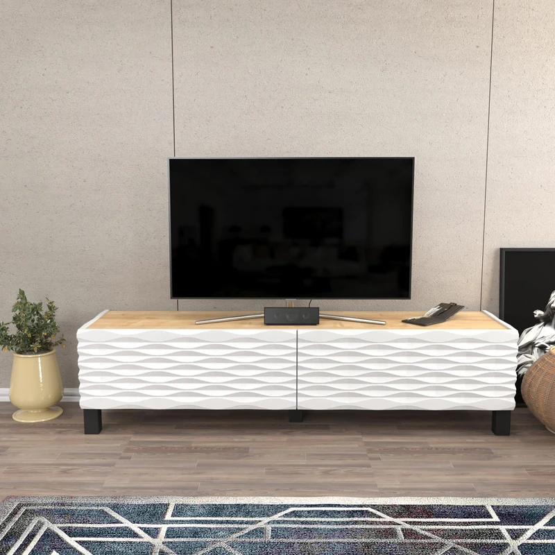 Hanah Home Traditional TV Stand, Sapphire & White, 149.2 x 35 x 38 cm, 100% Melamine Coated Particle Board, 18 mm Thick, Elegant Design for Living Room - Image 1