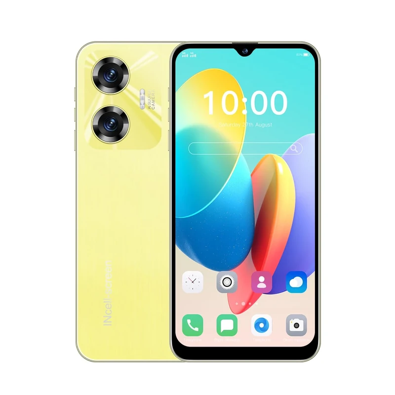 PrzTIk 4G Mobile Phone, Android 12.0, 3GB+32GB/256GB,4600mAh,6.3’’ HD+ Display, 4G Dual SIM,Face Unlocked,GPS,Globale Version (C55-Yellow)