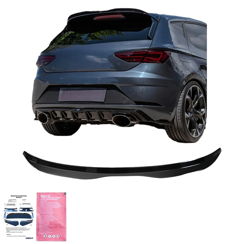 Oneway Roof Spoiler (Cap) compatible with Seat Leon (5F) HB Cupra 2013-2020 - Gloss black
