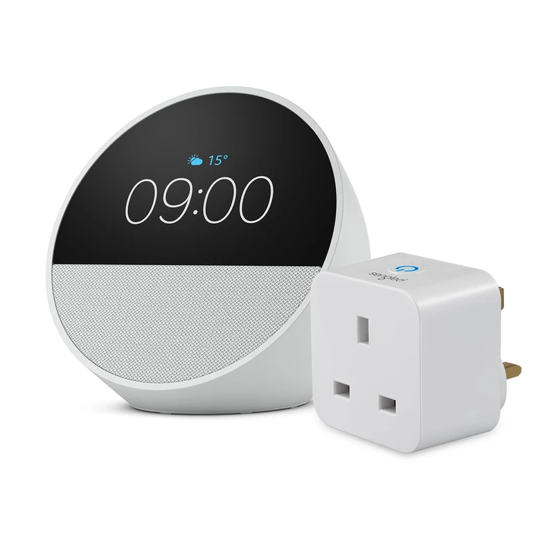 Echo Spot | Glacier White + Sengled Smart Plug, Works with Alexa - Smart Home Starter Kit, with Alexa+ Early Access