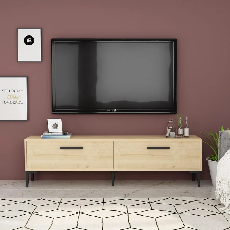 Modern Sapphire TV Stand, 150 cm, 100% Melamine Coated Particle Board, 18 mm Thick, Wall-Mountable, Stylish & Functional Design for Home Entertainment - Image 1
