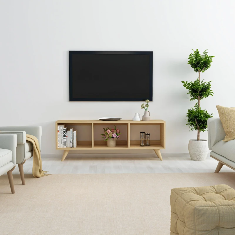 Sapphire TV Stand, 120 cm Wide, 48.2 cm High, 29.6 cm Deep | 100% Melamine Coated Particle Board, 18 mm Thick | Stylish Design with Multiple Shelves - Image 1