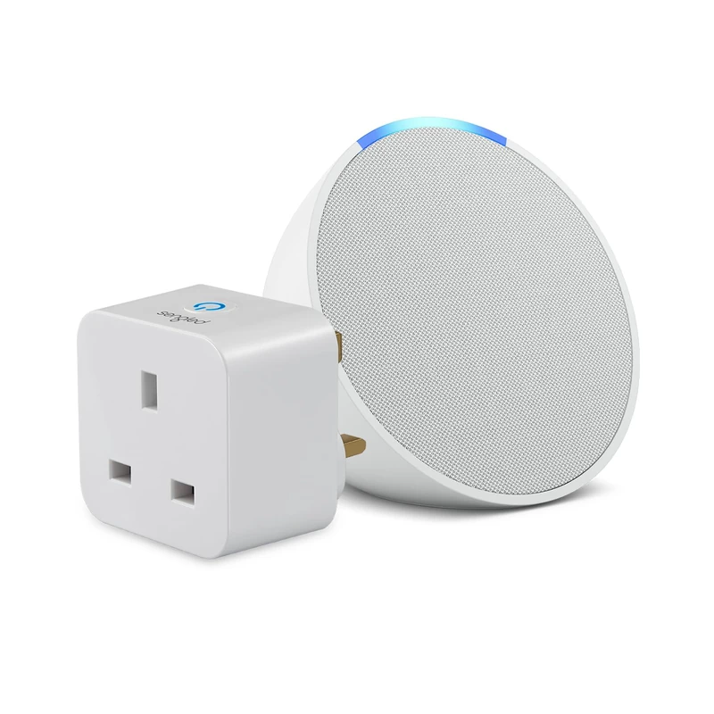 Echo Pop | Glacier White + Sengled Smart Plug, Works with Alexa - Smart Home Starter Kit, with Alexa+ Early Access