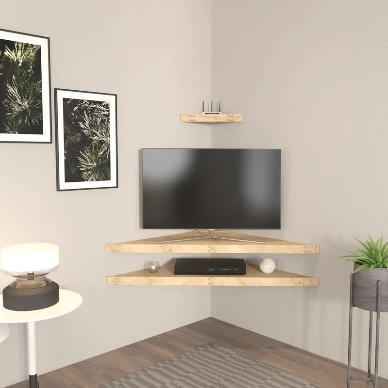 Stylish Oak TV Stand, 120 cm Wide, 5 cm High, 49 cm Deep | 100% Melamine Coated Particle Board, 8 mm Thickness | Perfect for Modern Living Rooms - Image 1