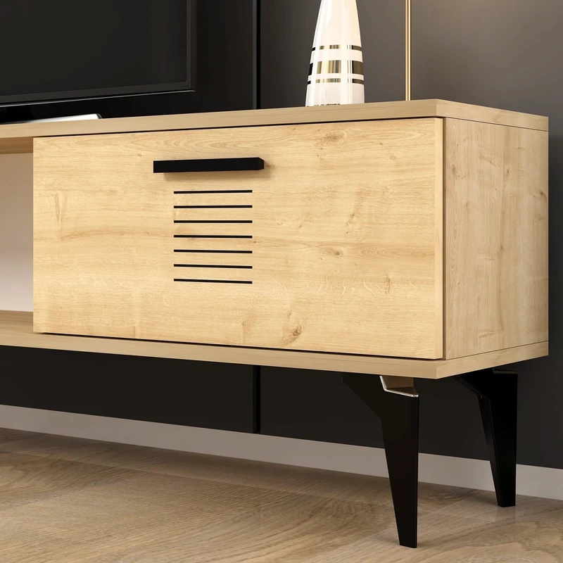 Sapphire Oak TV Stand, 150 cm Width, 44.6 cm Height, 29.6 cm Depth | 100% Melamine Coated Particle Board, 18 mm Thick | Stylish & Functional Design for Modern Living Rooms - Image 1