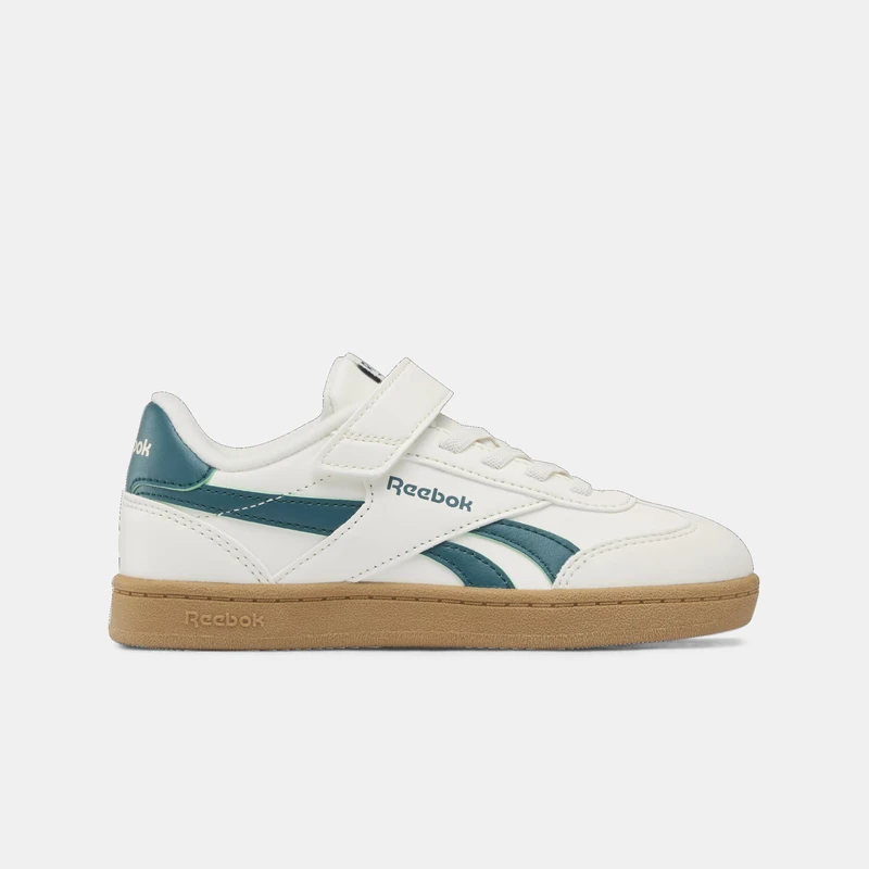 Reebok Unisex Kid's Smash Edge Elastic & TOP Strap Sneaker, Chalk/RETROTEAL/SGUM1, 31.5