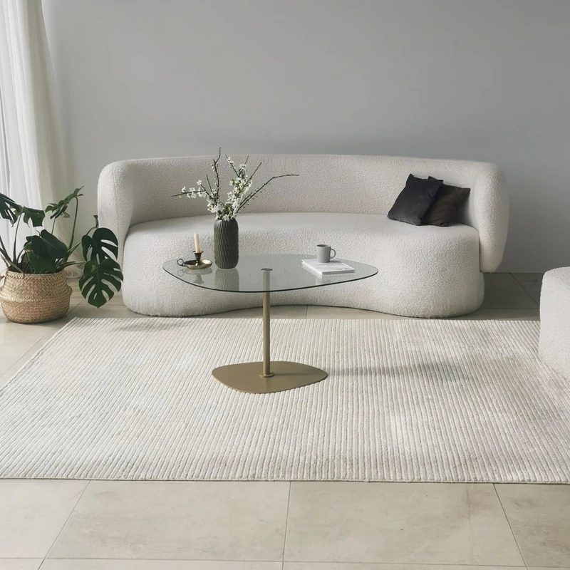 Hanah Home Elegant Coffee Table with Tempered Glass Top, 85 x 67 x 40 cm, Gold Metal Legs, Disassembled Design, Stylish & Modern for Living Room Decor