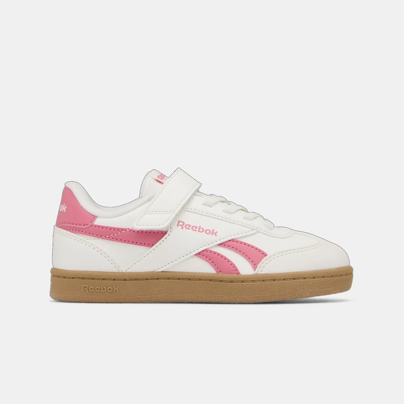 Reebok Unisex Children's Smash Edge Elastic & Top Strap Trainers, Chalk Passionpink Sgum1, 2.5 UK
