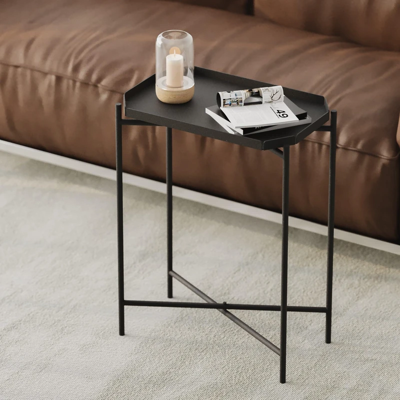 Hanah Home Stylish Black Metal Coffee Table, 26 x 40 x 56 cm, 100% Durable Metal Construction, Perfect for Modern Living Rooms & Cosy Spaces - Image 1