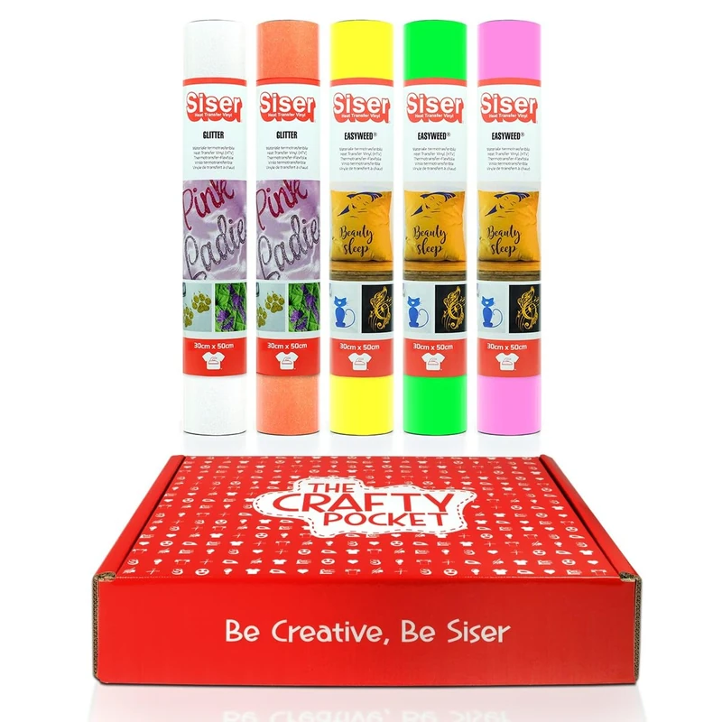 Siser Crafty Pocket Fluo Iron-On Vinyl Kit - 5 Rolls - Image 1