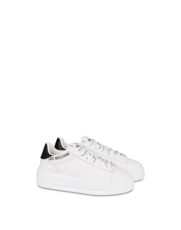 Love Moschino Women Ja15525g1nia110a Sneaker, White Black, 4 UK