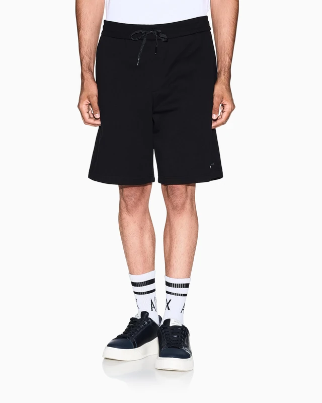 Armani Exchange Men's Essential Drawstring Side Milano-Newy York Logo Bermuda Shorts, Black, XL, Black, XL