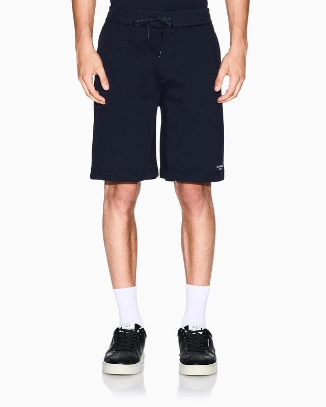 Armani Exchange Men's Essential Drawstring Side Milano-Newy York Logo Bermuda Shorts, Blue, L, deep Navy, L