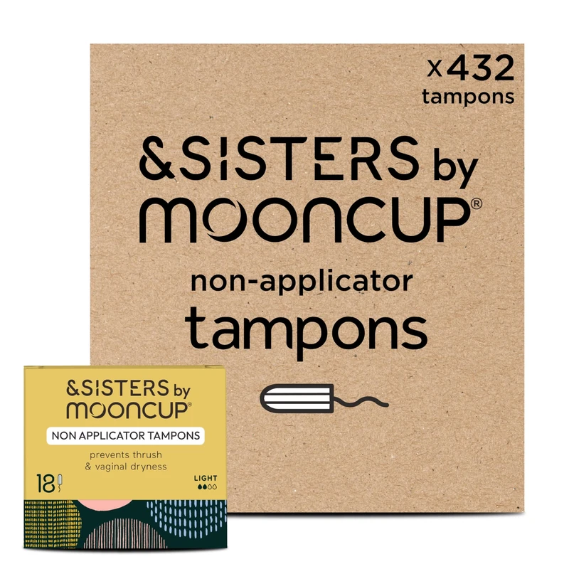 &Sisters® Mooncup Light/Regular Plus Flow Non-Applicator Tampons, 100% Organic Cotton, 432 Tampons