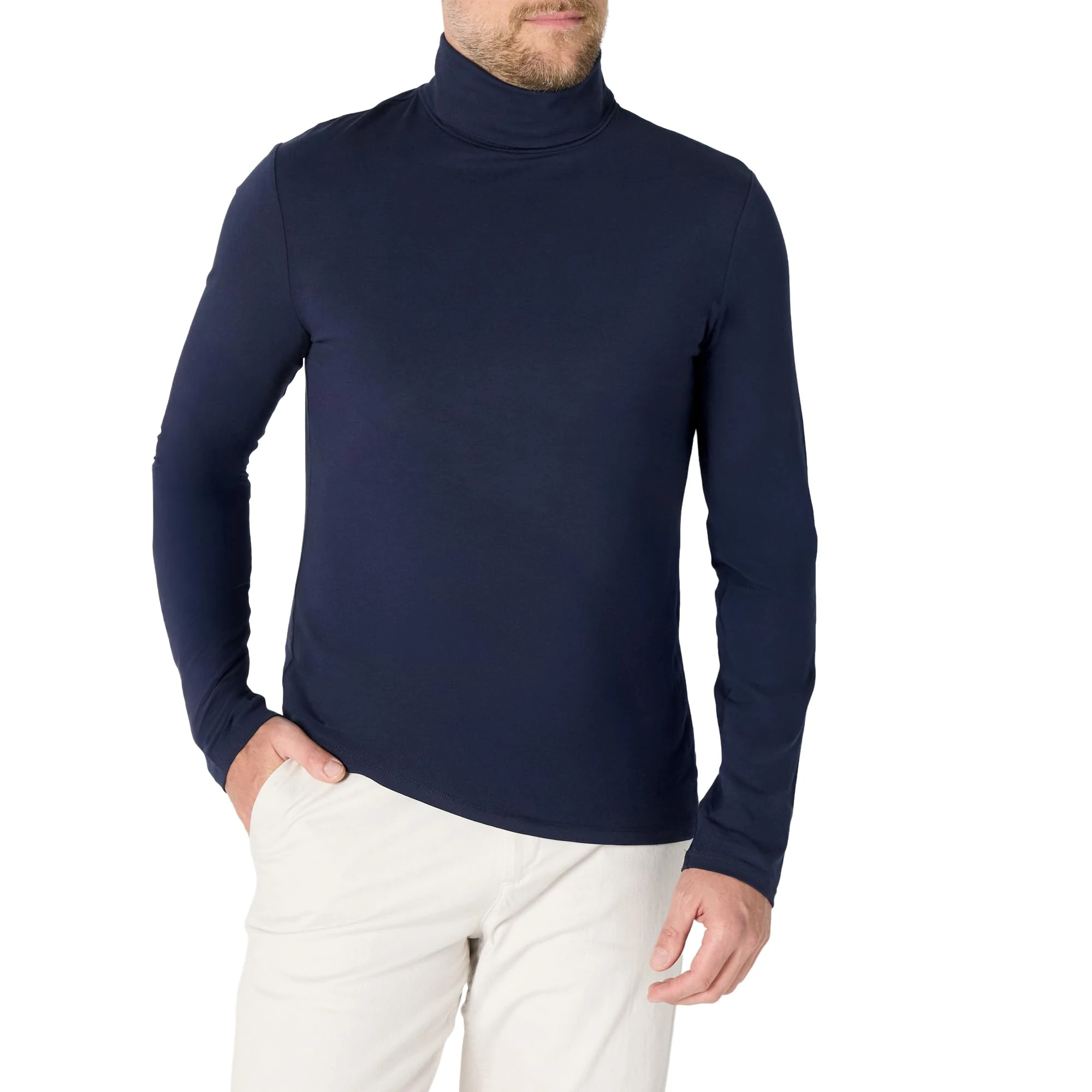 Amazon Essentials Men's Slim Fit Turtleneck Shirts, Navy, S