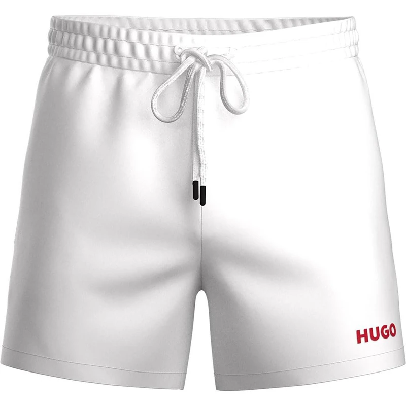 Hugo Men's Haiti Logo Quick Dry Recycled Fabric Swim Shorts, Natural 101, L