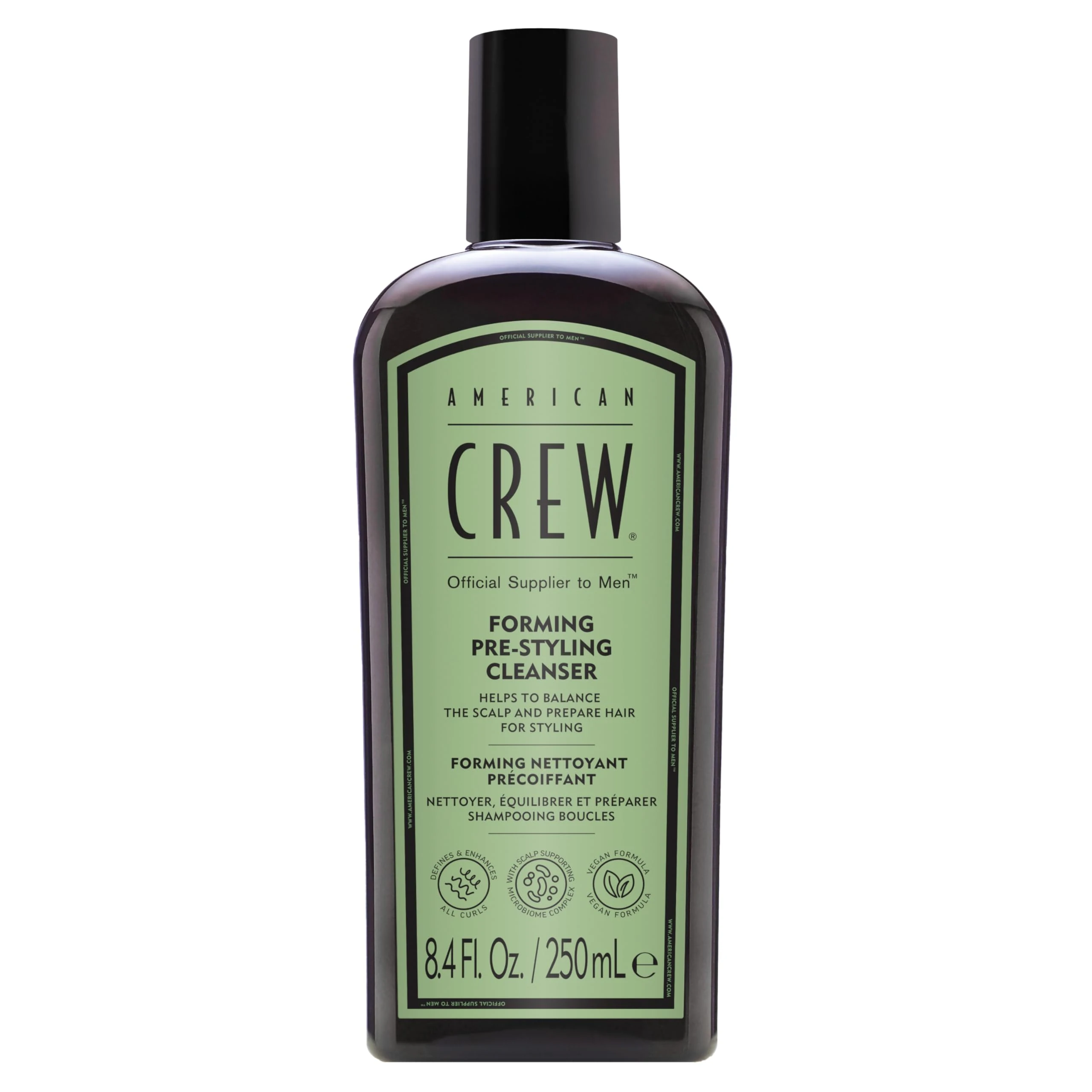 American Crew Forming Pre-Styling Shampoo | Curl Enhancer Shampoo for Men's Hair | Vegan Anti-Frizz Shampoo for Curly Hair | Pre-Styling Hair Product | 250ML