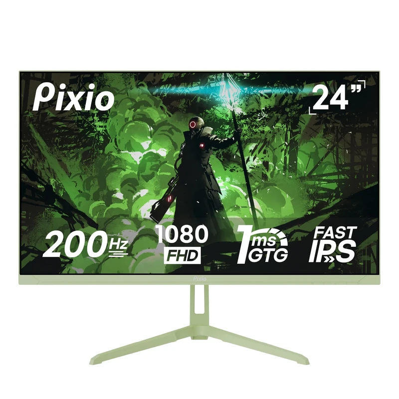 Pixio PX248 Wave Mint Green 24 inch 200Hz Refresh Rate FHD 1080p Resolution Fast IPS Panel 1ms GTG Response Time Built-in Speakers Gaming Monitor with Adaptive Sync