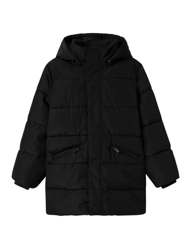 NAME IT Girl's Nkfmedow03 Puffer Jacket Long Fo Noos, Black, Numeric_116