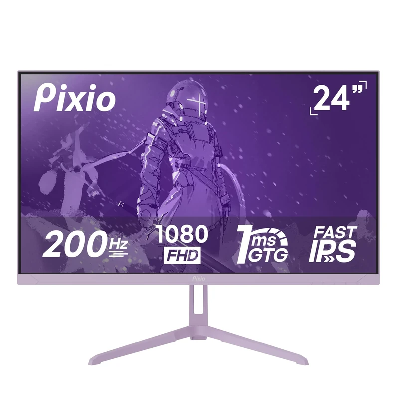 Pixio PX248 Wave Purple 24 inch 200Hz Refresh Rate FHD 1080p Resolution Fast IPS Panel 1ms GTG Response Time Built-in Speakers Gaming Monitor with Adaptive Sync