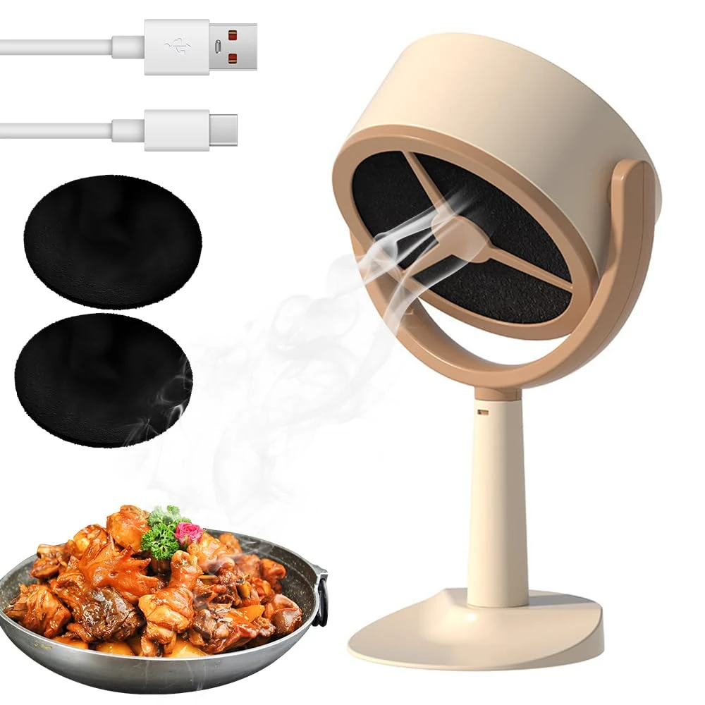 Portable Extractor Fan Kitchen, Mini Portable Range Hood, Household Desktop Cooker Hood with 2 Wind Speeds, 125 Degree Adjustable, Mini Portable Range Hood for Home Kitchen Hot Pot BBQ