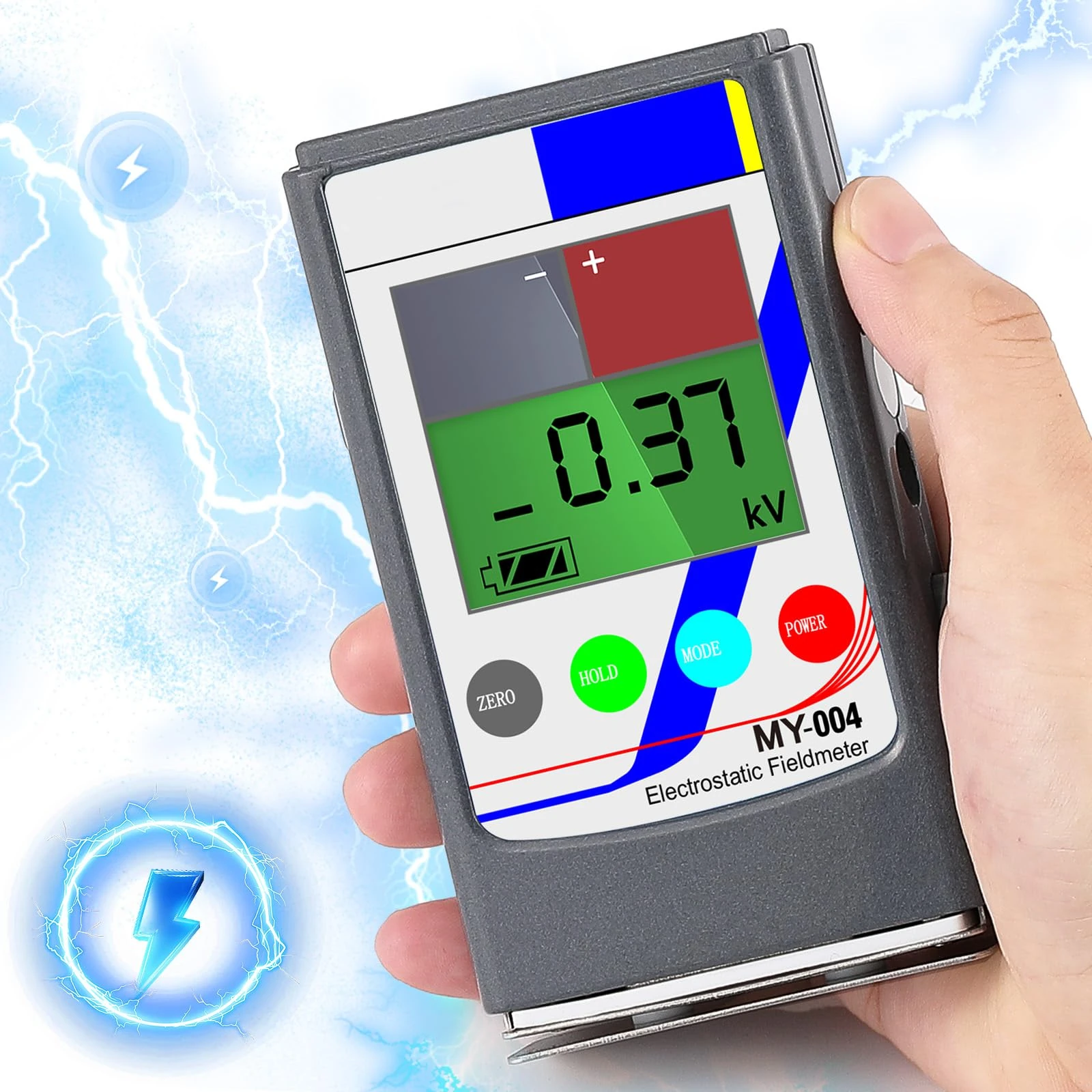 NEWTRY Handheld Digital Electrostatic Field Meter Tester 0~30KV Portable Ion Balance Tester 0~300V for Fiber Yarn Fabric Carpet Board Paper Rubber (0-30kv)