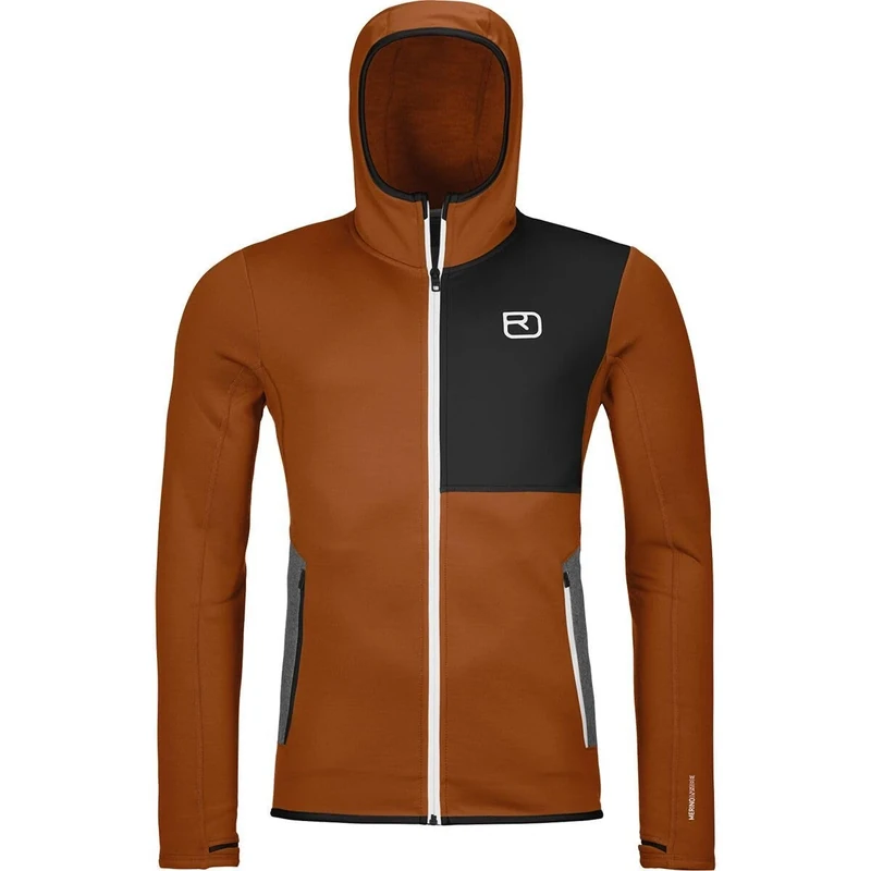 ORTOVOX FLEECE HOODY M, 86986, bristle brown, L