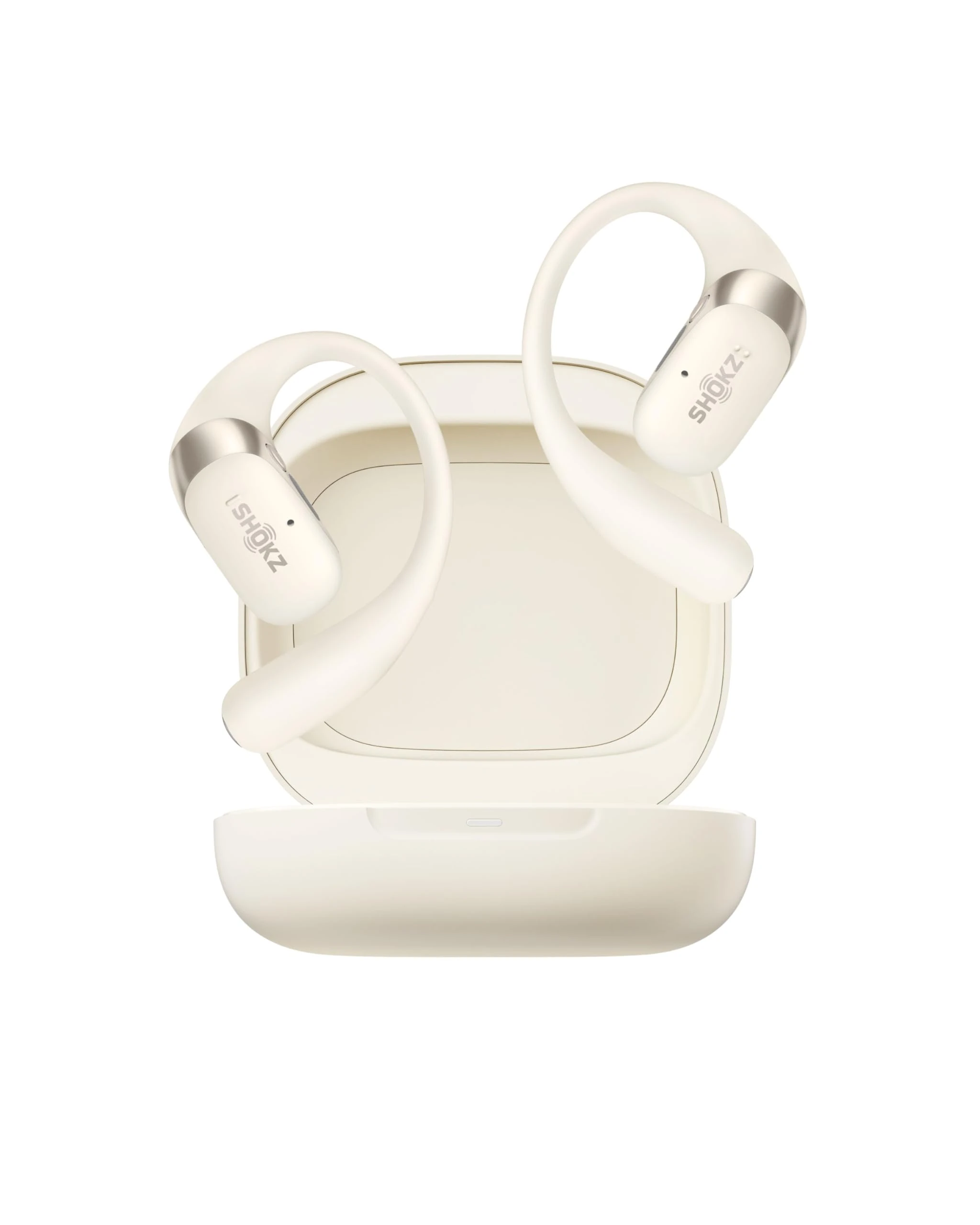 SHOKZ OpenFit 2 Open-Ear Headphones, True Wireless Bluetooth Earphones with Microphone, Earhook Earbuds with 48 Hours of Playtime, USB-C Fast Charging, IP55 Water-Resistant, with Carrying bag, Beige