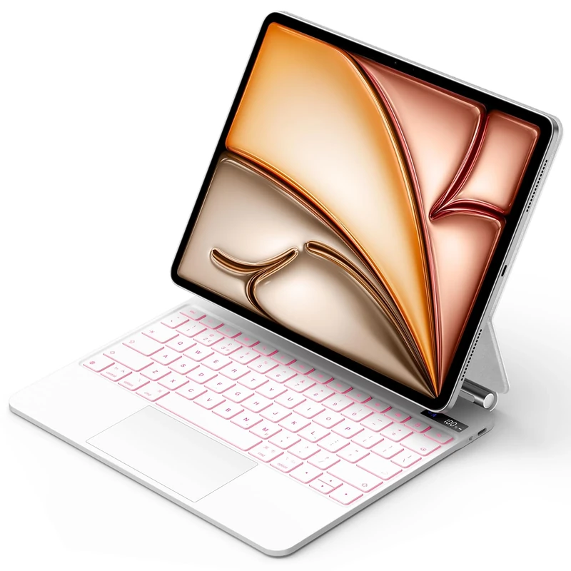 Bettdow for iPad Air 13 Inch M2 2024/M3 2025 Magnetic Keyboard case, UK Layout Floating Cantilever Stand, Trackpad with Backlit Keyboard for iPad Pro 12.9 6th/5th/4th/3rd Gen, Air 13" 2024/2025, White
