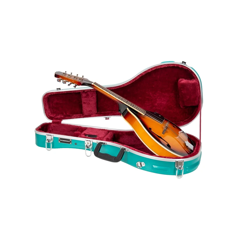 Crossrock ABS Mandolin Case for A-Style | Mint Blue Matte Finish, Security Lock, Backpack Straps, Metal Feet – Scratch-Resistant Hard Shell - Mint Blue(CRA862MAMB)