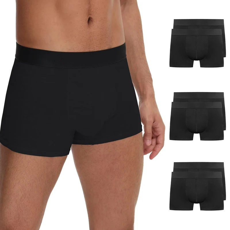 TUUHAW Mens Underwear Boxers for Men Large Underpants for Men UK Pants Trunks Black Hipster Cotton Boxer Briefs Breathable Moisture Wicking Anti Chafing for Running Sports 6 Pack