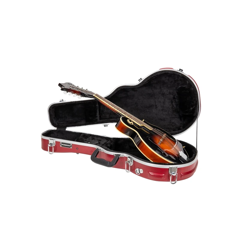 Crossrock ABS Mandolin Case for F-Style | Red Matte Exterior, Removable Backpack Straps, Built-in Storage, Locking Latches, – Travel-Ready Case -Red (CRA862MFRD)
