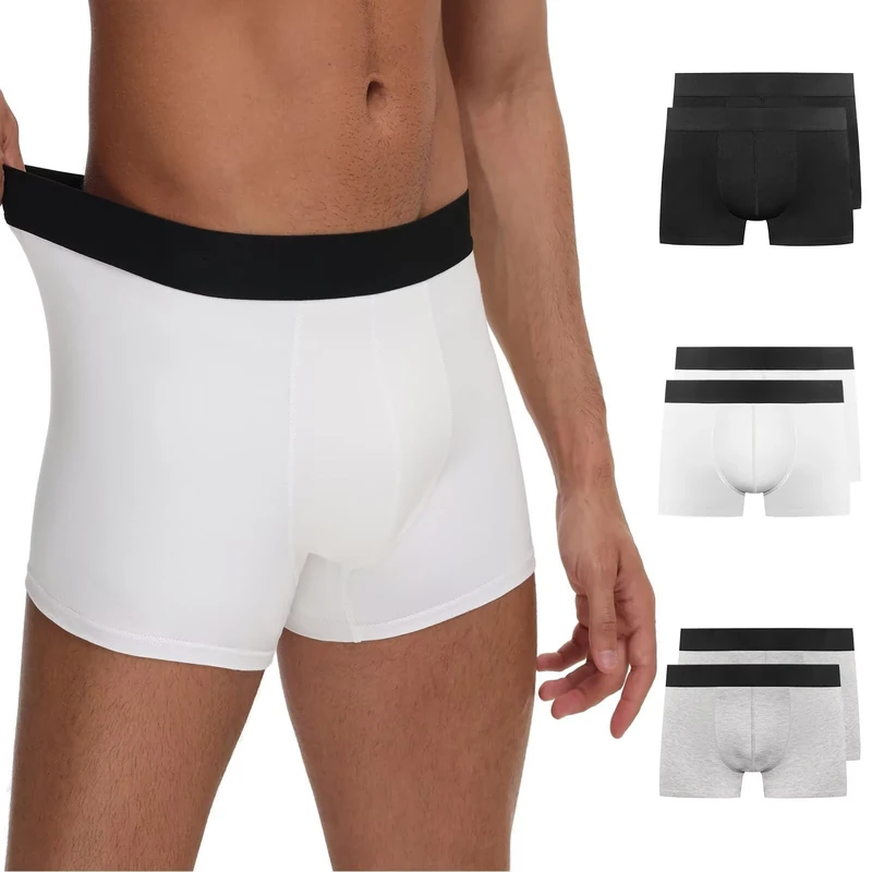 TUUHAW Mens Underwear Trunks Boxers for Men XXL White Underpants Multipack of 6 Pack Black Hipster Boxer Shorts Briefs Grey Mens Pants Breathable Anti Chafe Cotton