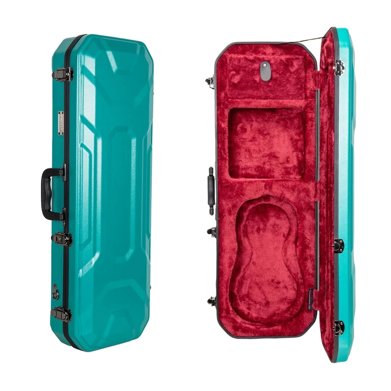 Crossrock Oblong Case fits 4/4 Full-Size Violin, Includes Interior Compartment, 2 Bow Holders, Security Lock, and Detachable Straps-Mint Blue (CRA860VFMB-R)