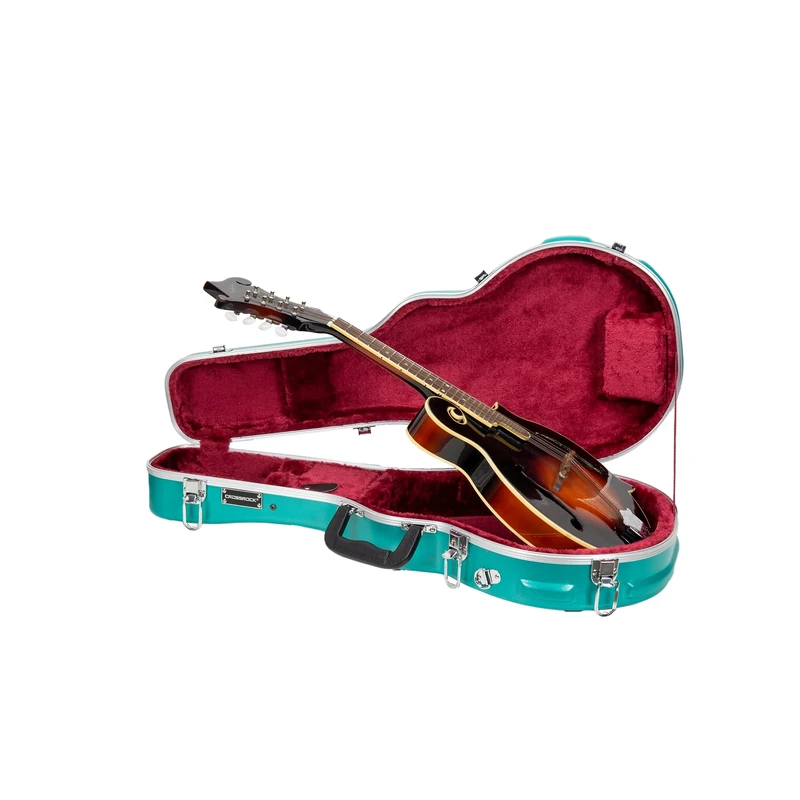 Crossrock ABS Mandolin Case for F-Style | Mint Blue Matte Shell, Security Lock, Backpack Straps, Accessory Storage – Scratch-Resistant Hardshell -Mint Blue (CRA862MFMB)